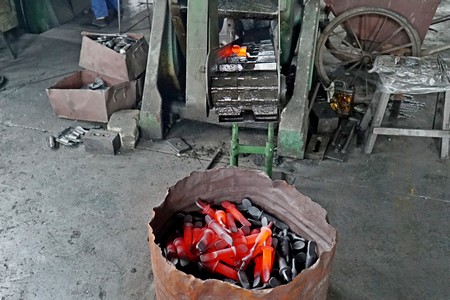 forged steel part conveyed out